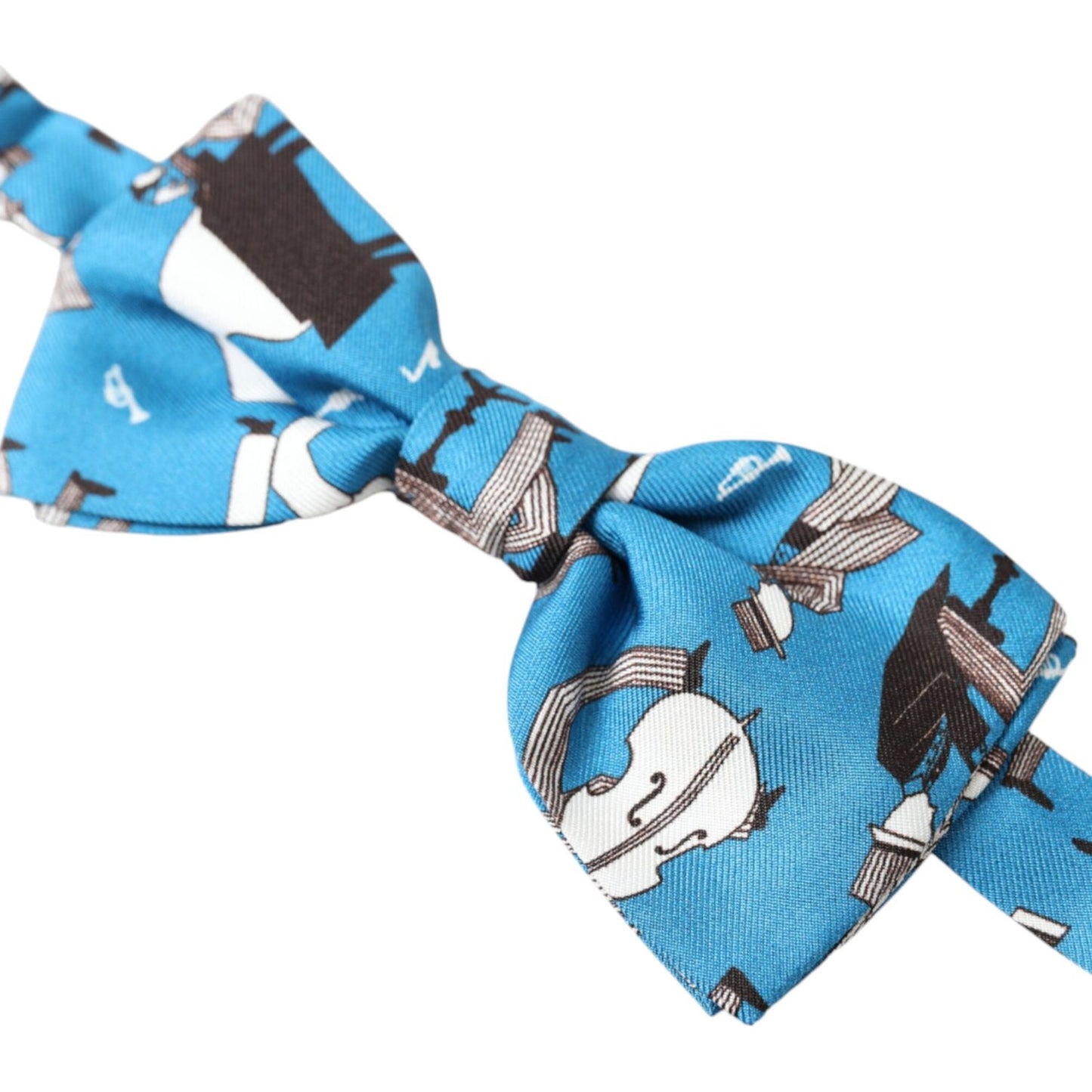 Dolce & Gabbana Blue Jazz Club Silk Adjustable Neck Papillon Bow Tie