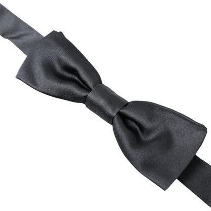 Dolce & Gabbana Dark Gray Silk Adjustable Neck Men Papillon Bow Tie