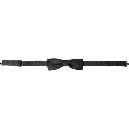 Dolce & Gabbana Gray Polka Dot Silk Adjustable Neck Men Papillon Bow Tie