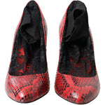 Dolce & Gabbana Red Ayers Leather Lace Socks Pumps Shoes LA10477-36.5