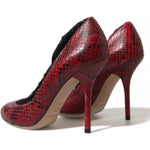 Dolce & Gabbana Red Ayers Leather Lace Socks Pumps Shoes LA10477-36.5