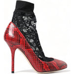 Dolce & Gabbana Red Ayers Leather Lace Socks Pumps Shoes LA10477-36.5