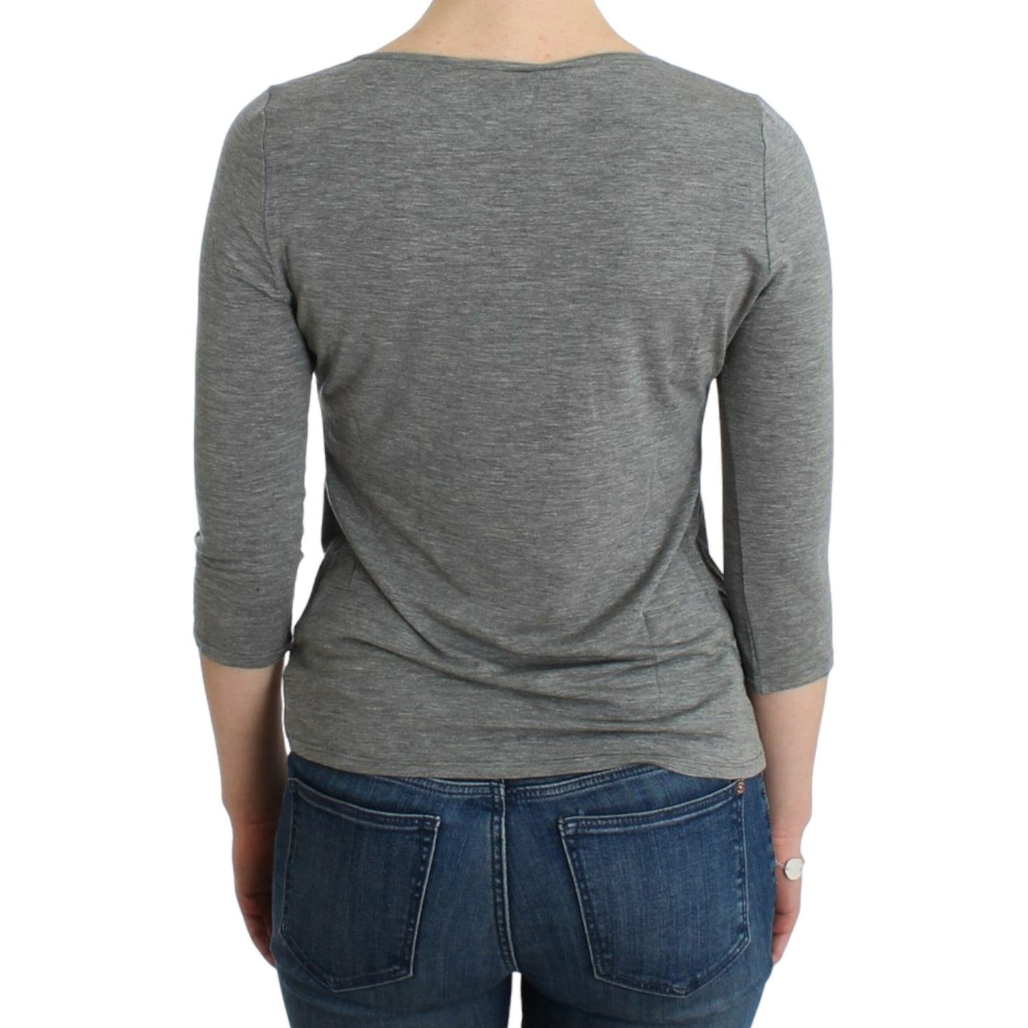 Cavalli Gray 3/4 sleeves jumper top