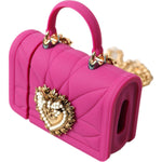 Dolce & Gabbana Pink Silicone Devotion Heart Bag Gold Chain Airpods Case