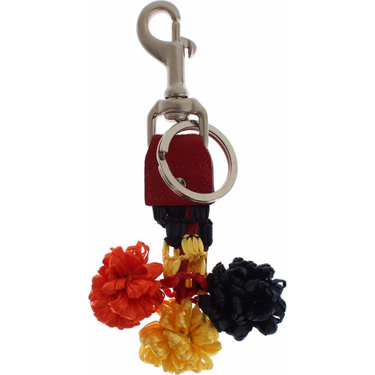 Dolce & Gabbana Multicolor Raffia Leather Clasp Finder Chain Keyring SIG18379