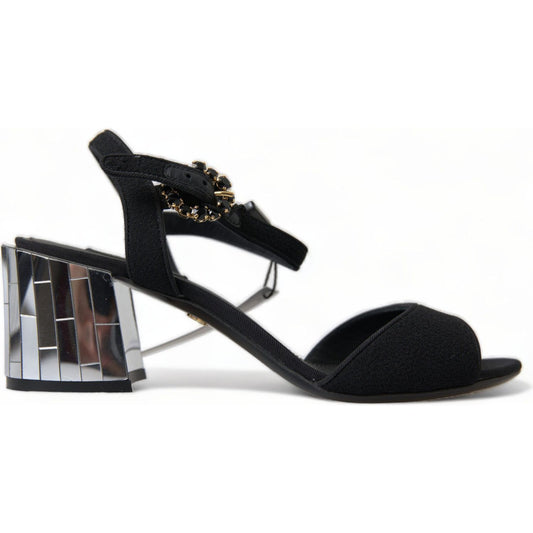 Dolce & Gabbana Elegant Ankle Strap Sandals with Mirror Heels Dolce & Gabbana Light Gray
