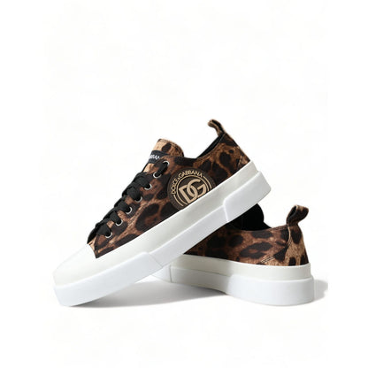 Dolce & Gabbana Brown Leopard Canvas Sneakers Shoes