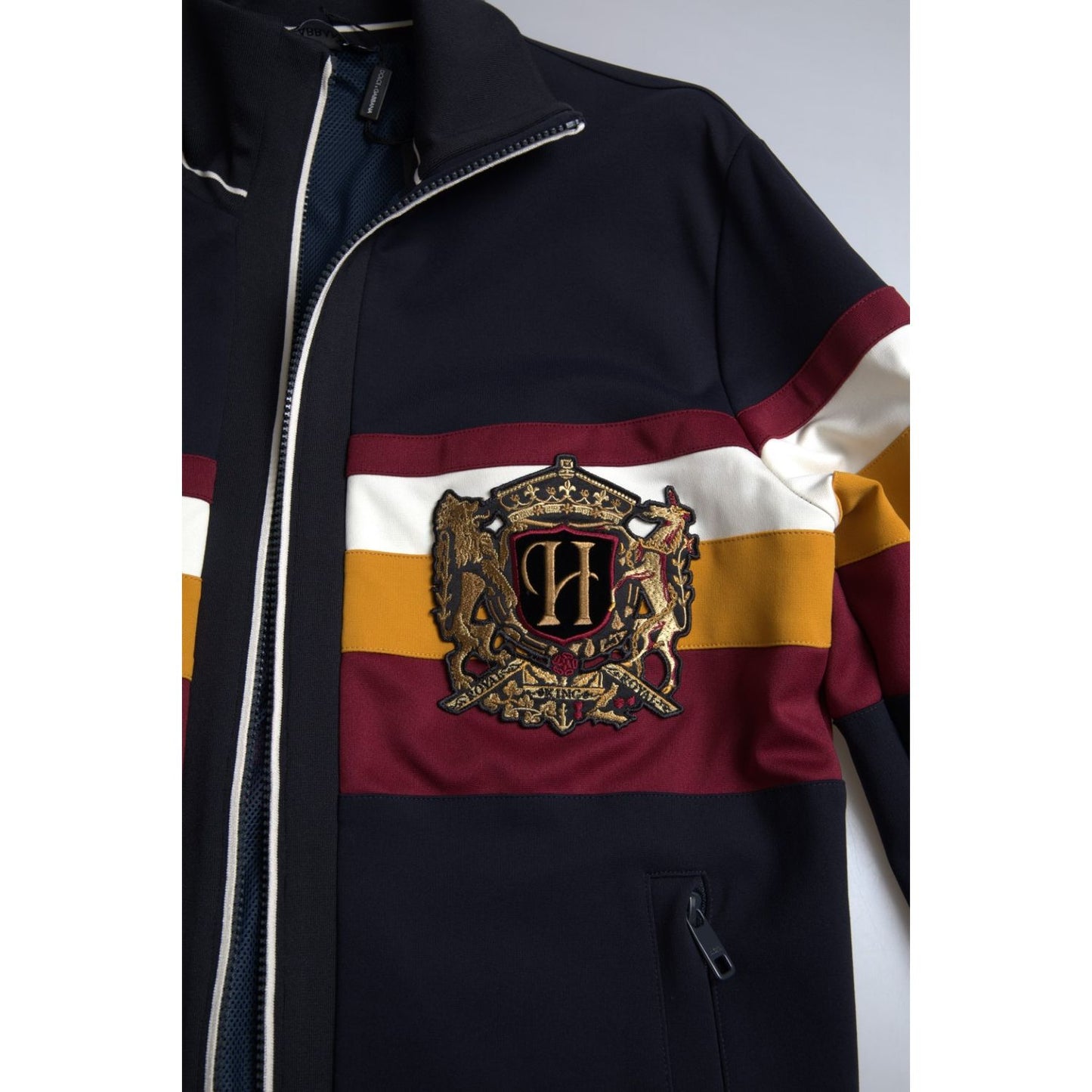 Dolce & Gabbana Blue Cardigan Heraldic Full Zip Sweater
