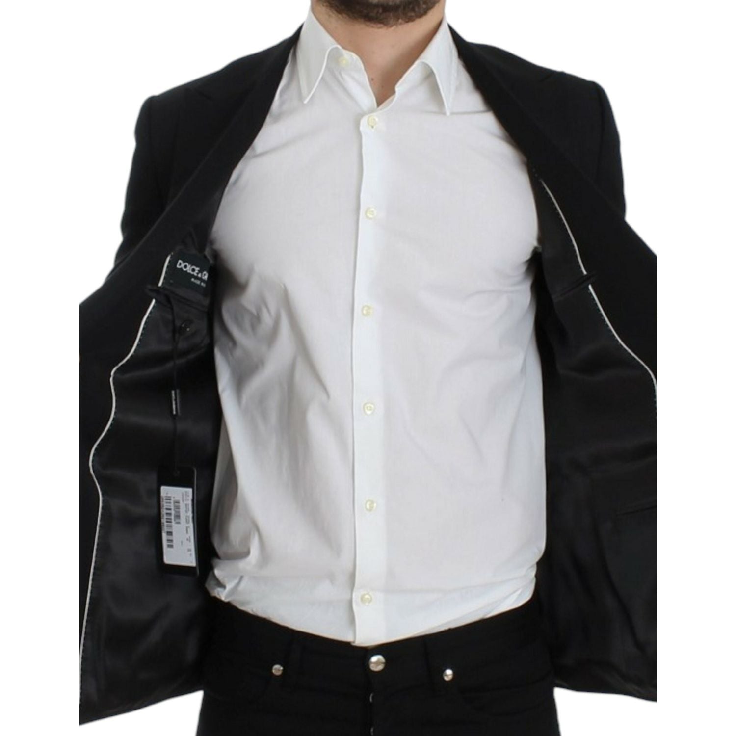 优雅修身版型黑色羊毛西装外套