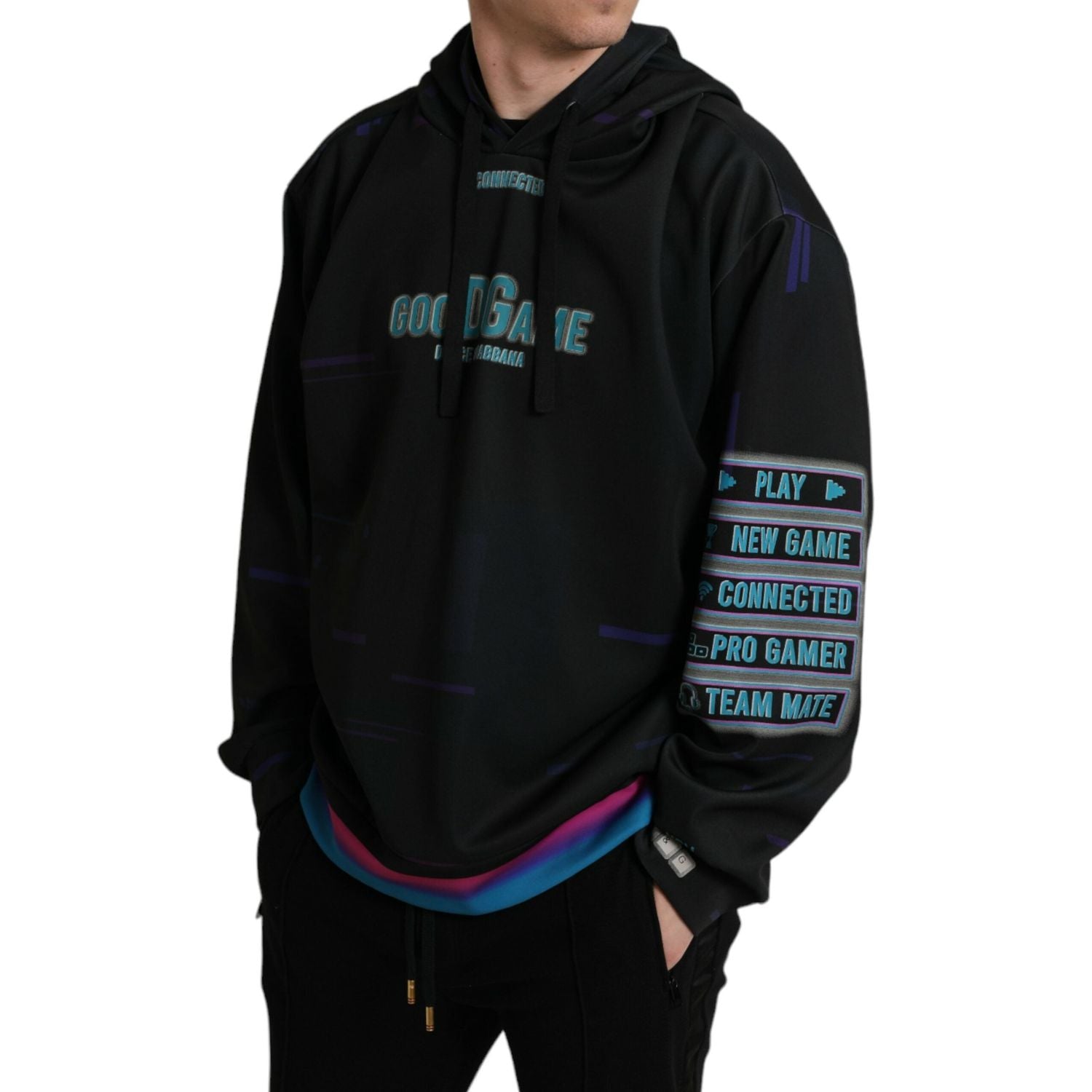 优雅图案印花连帽套头衫