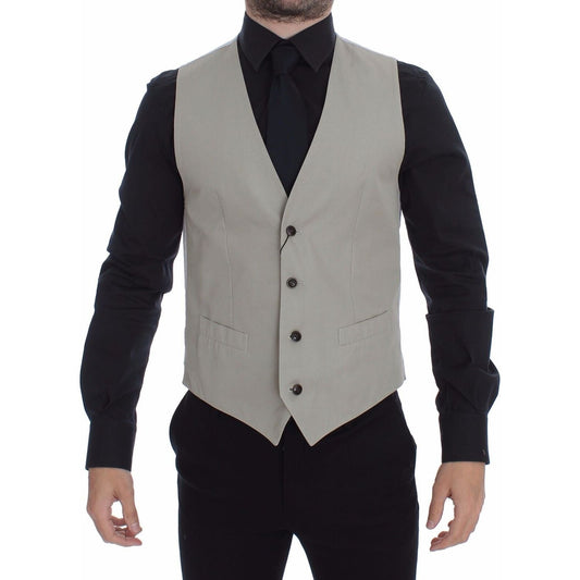 Dolce & Gabbana Beige Silk Blend Dress Formal Vest Gilet