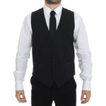 Dolce & Gabbana Black Wool Silk Stretch Dress Vest Blazer VES10054-1