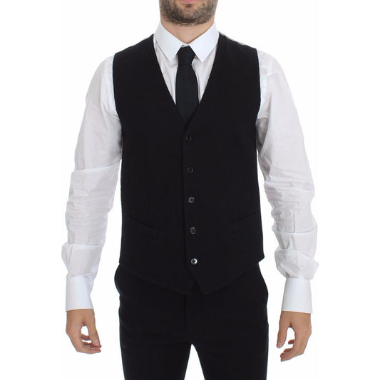 Dolce & Gabbana Black Cotton Dress Vest Blazer Jacket VES10086-1