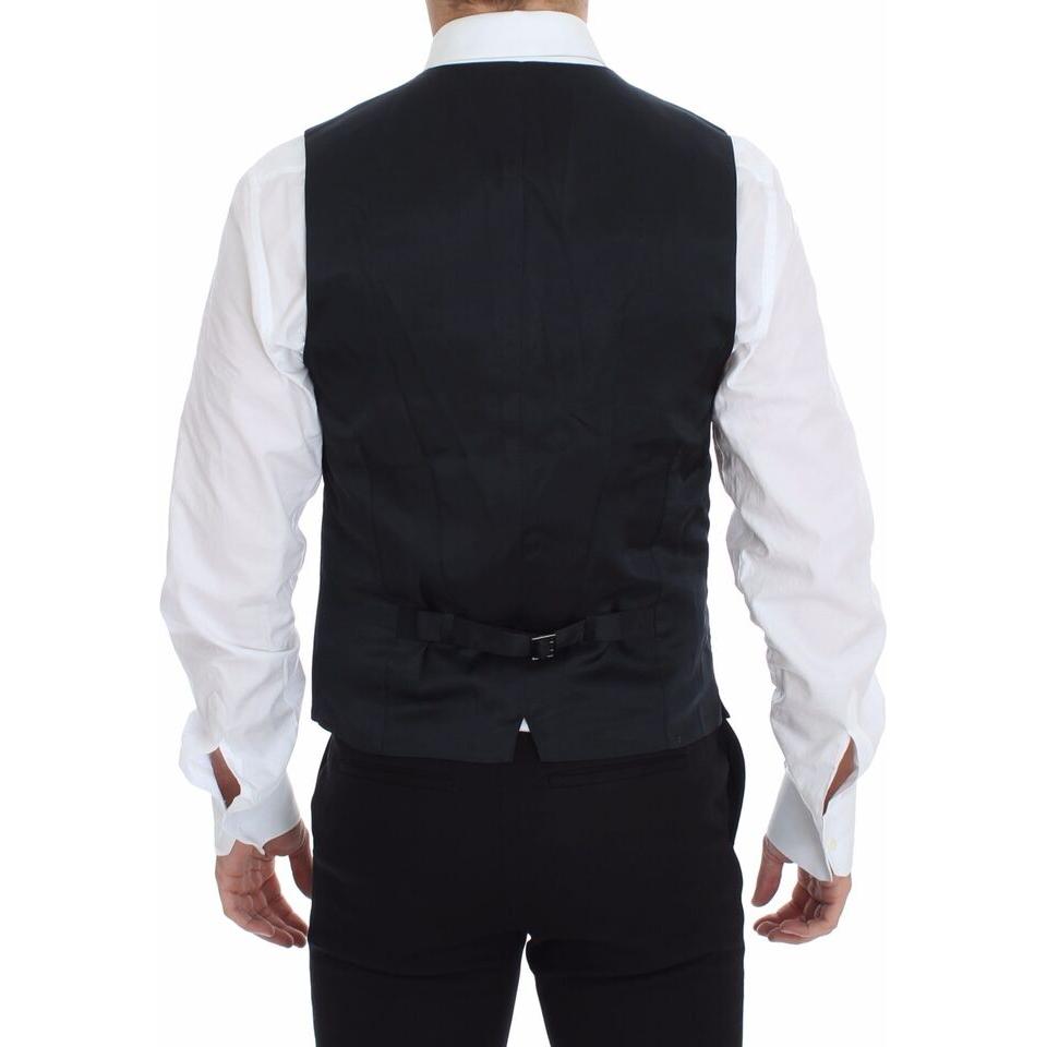 Dolce & Gabbana Blue Cotton Stretch Dress Vest Blazer