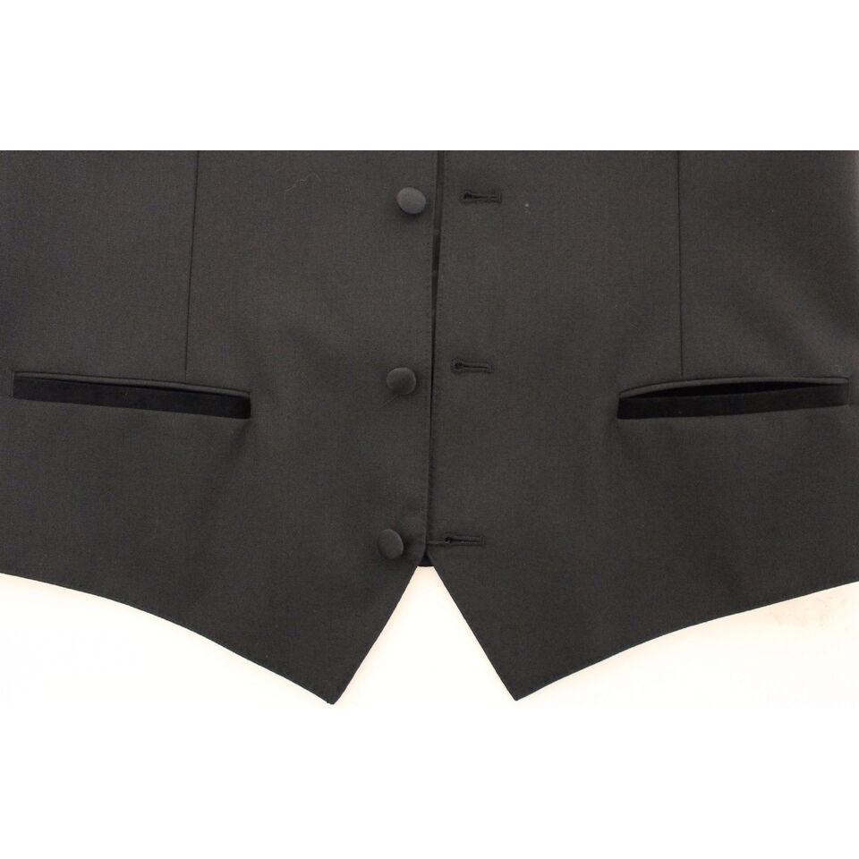 Dolce & Gabbana Black Wool Silk Stretch Dress Vest Blazer