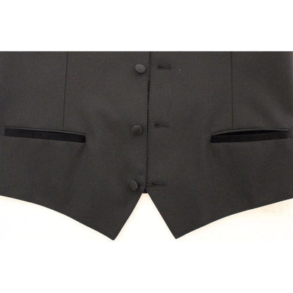 Dolce & Gabbana Black Wool Silk Stretch Dress Vest Blazer