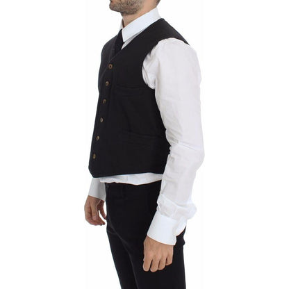 Dolce & Gabbana Black Cotton Viscose Dress Vest Blazer