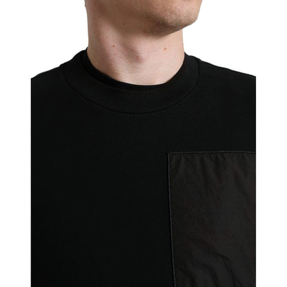Dolce & Gabbana Black Cotton Crew Neck Men Pullover Sweater