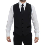 Dolce & Gabbana Elegant Black Wool Formal Dress Vest Dolce & Gabbana Black