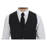Dolce & Gabbana Elegant Gray Striped Dress Vest Dolce & Gabbana Dark Slate Gray