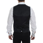 Dolce & Gabbana Elegant Gray Striped Wool Dress Vest Dolce & Gabbana Black