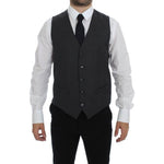 Dolce & Gabbana Elegant Gray Striped Wool Dress Vest Dolce & Gabbana Gray