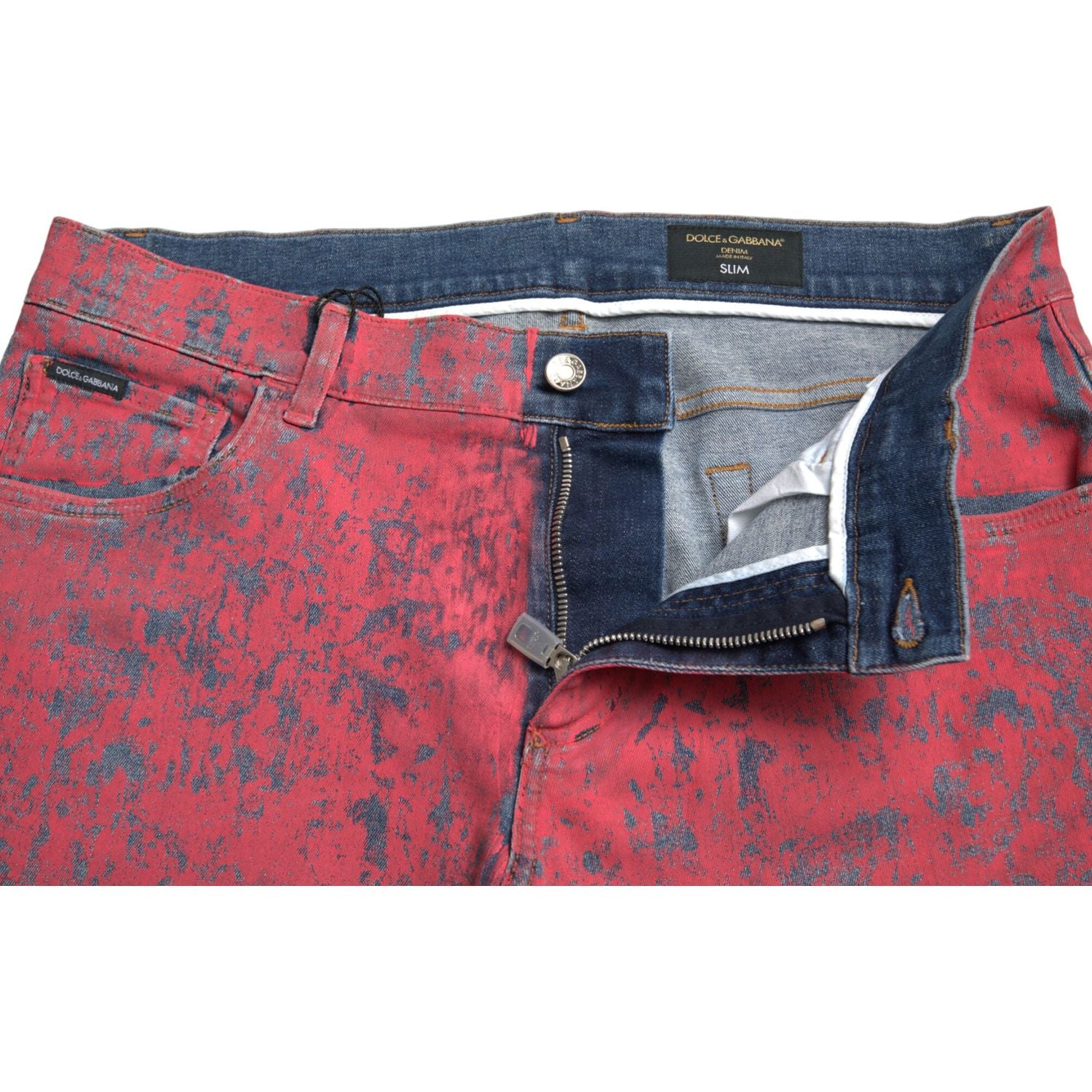 Dolce & Gabbana Red Cotton Dye Slim Fit Men Denim Jeans