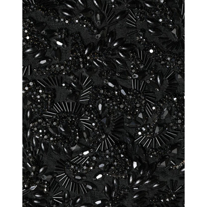 Dolce & Gabbana Black Crystal Handmade Knee Pencil Skirt