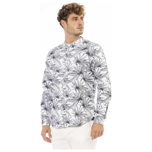 Baldinini Trend Gray Cotton Men Shirt Baldinini Trend Light Gray