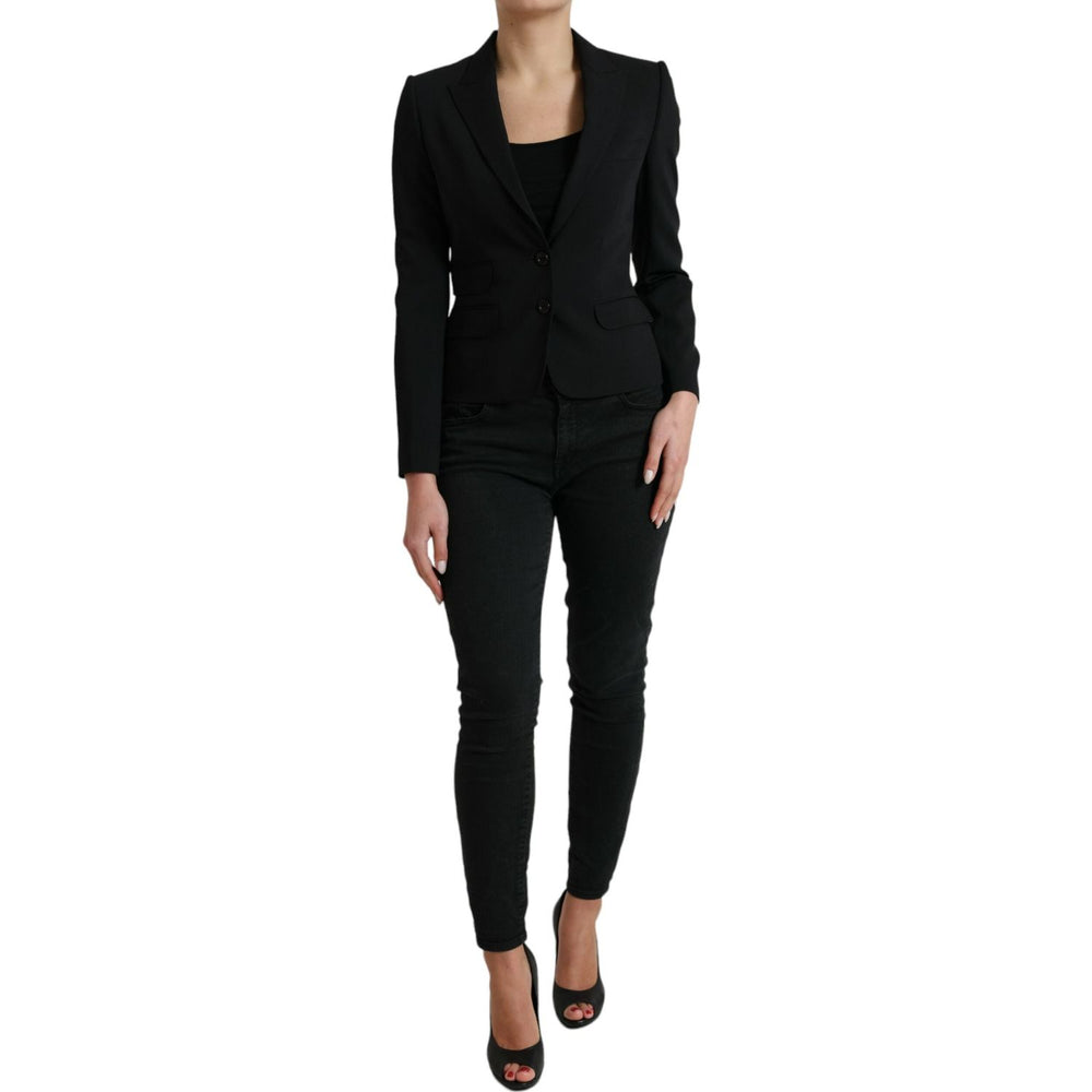 Dolce & Gabbana Black Wool Single Breasted Blazer Coat Jacket JKT3744-40
