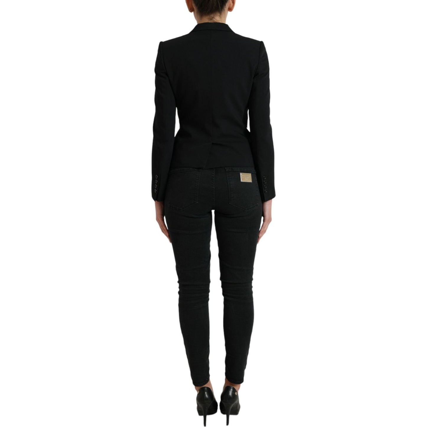Dolce & Gabbana Black Wool Single Breasted Blazer Coat Jacket JKT3744-40
