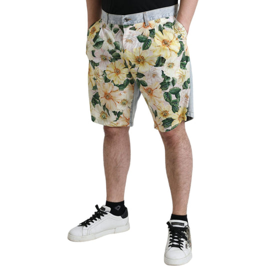 Dolce & Gabbana Multicolor Floral Print Denim Bermuda Shorts PAN74872-50