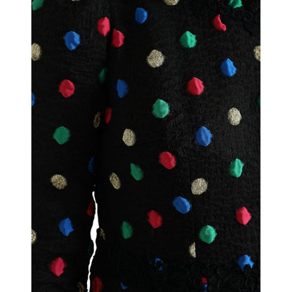 Dolce & Gabbana Black Polka Dot Ruffle Cotton Midi Dress