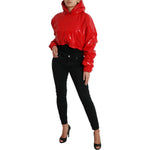 Dolce & Gabbana Shiny Red Hooded Cropped Short Coat Jacket JKT3707-40
