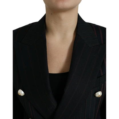 Dolce & Gabbana Black Striped SICILIA Double Breasted Jacket