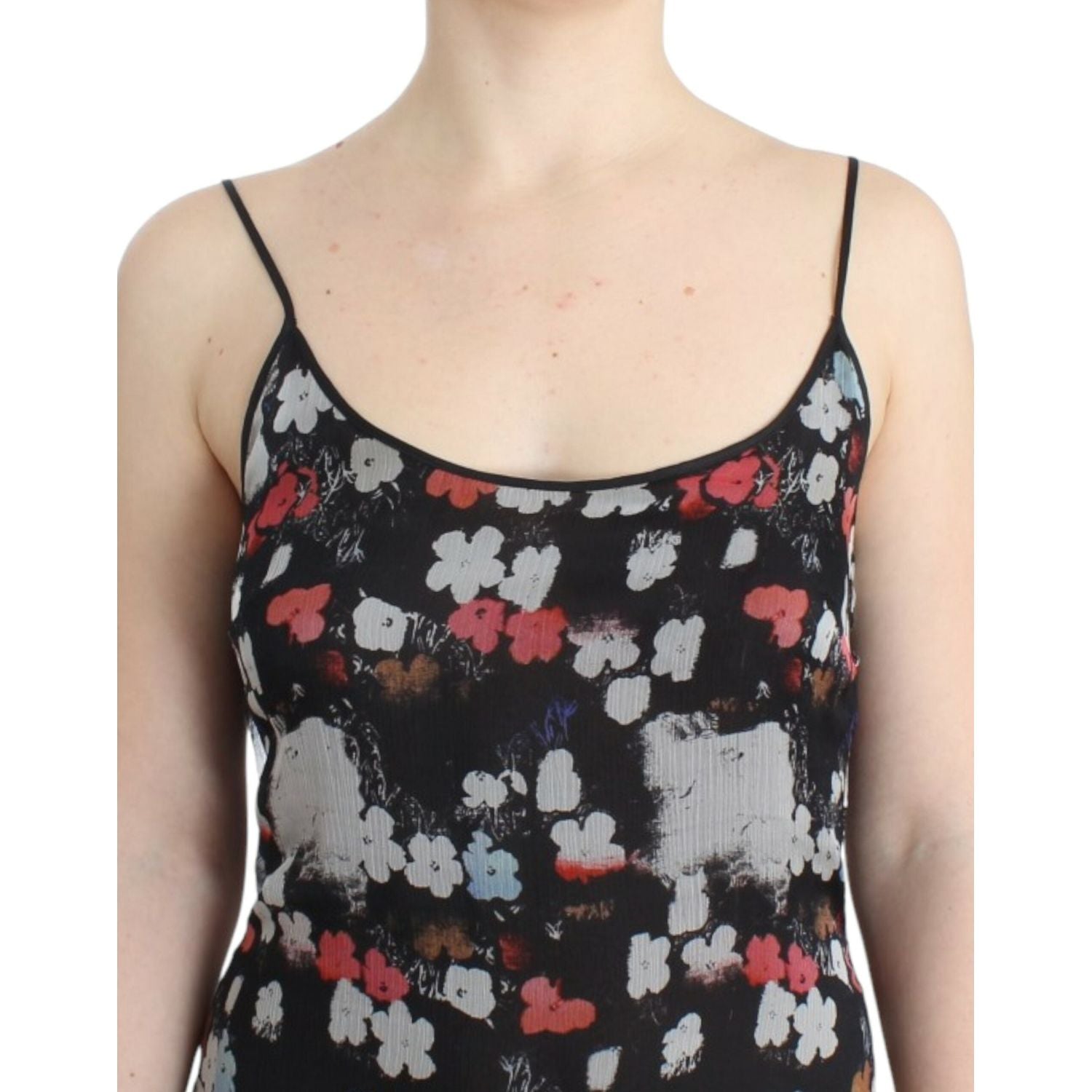 多色真丝花卉迷你连衣裙