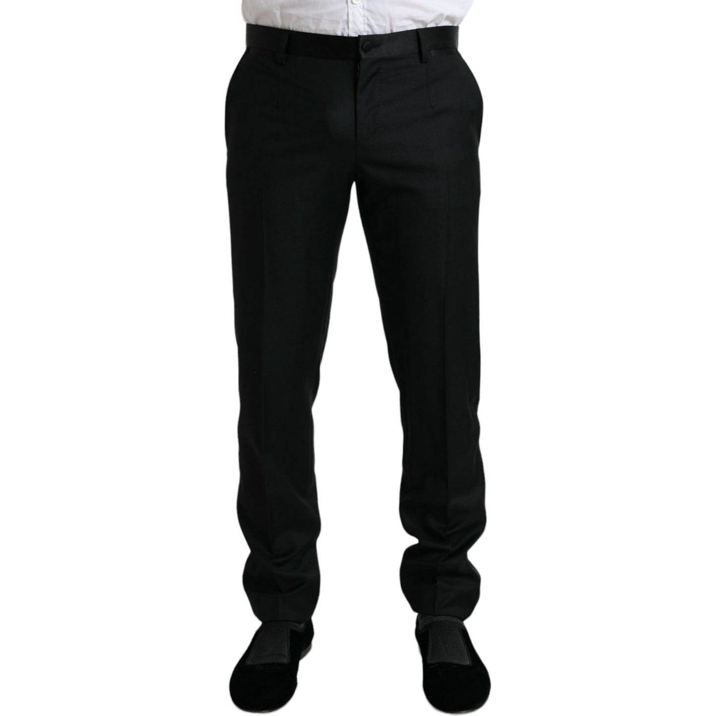 Dolce & Gabbana Black Wool Slim Fit Formal Trouser Dress Pants PAN75051-50