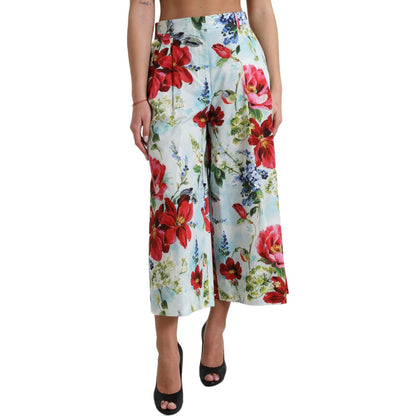 Dolce & Gabbana Multicolor Floral High Waist Wide Leg Pants