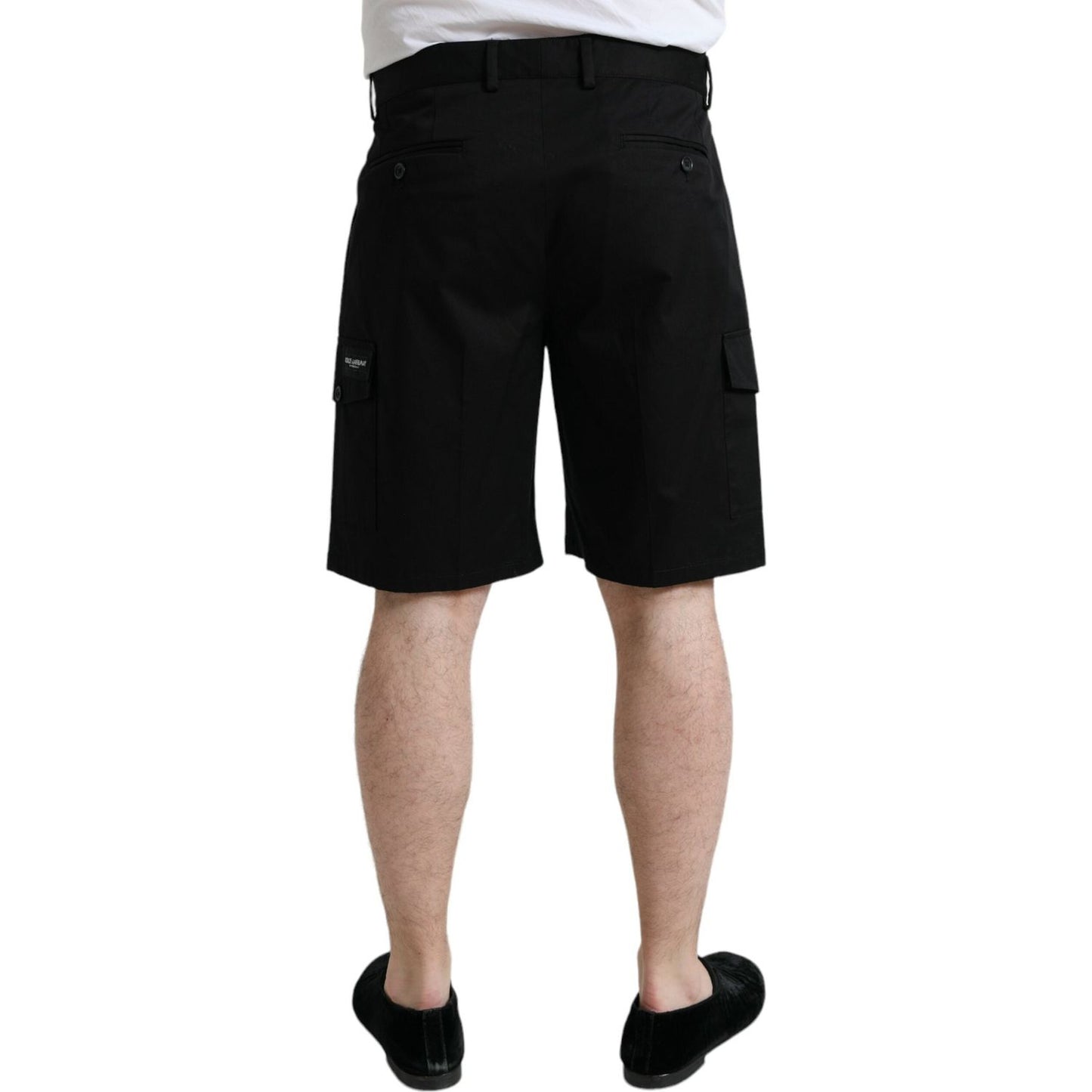 Dolce & Gabbana Black Cotton Stretch Cargo Bermuda Shorts