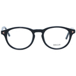 Bally Black Unisex Glasses Frame, round full-rim black plastic frame for men and women, includes branded case, size 49-19-145.