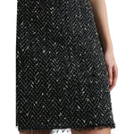 Dolce & Gabbana Black Wool Knit Tweed High Waist Mini Skirt SKI1948-40
