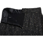 Dolce & Gabbana Black Wool Knit Tweed High Waist Mini Skirt SKI1948-40