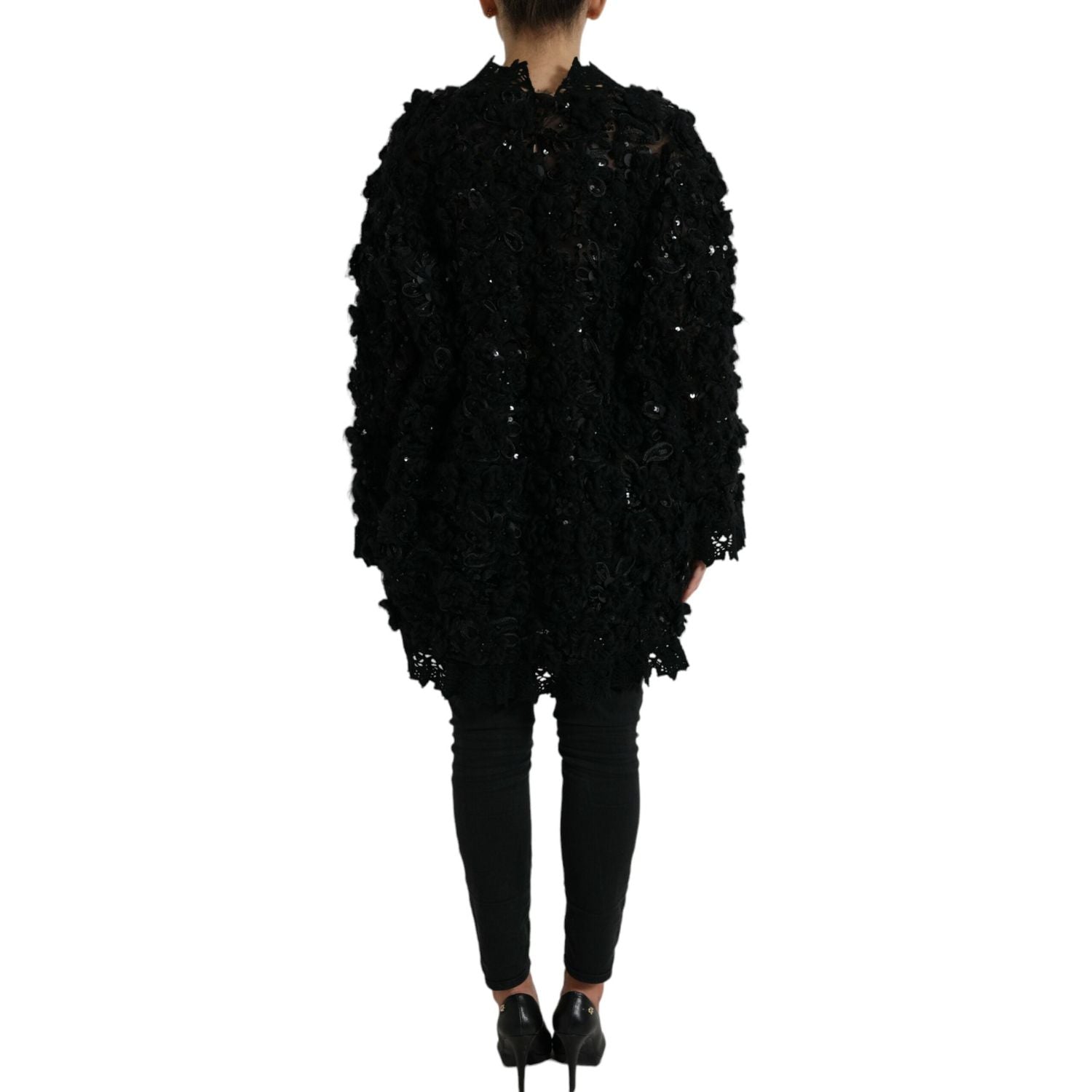 بلوفر أسود مزين بالترتر من دولتشي آند غابانا