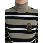 Dolce & Gabbana Multicolor Stripes Logo Turtle Neck Pullover Sweater TSH84230-40