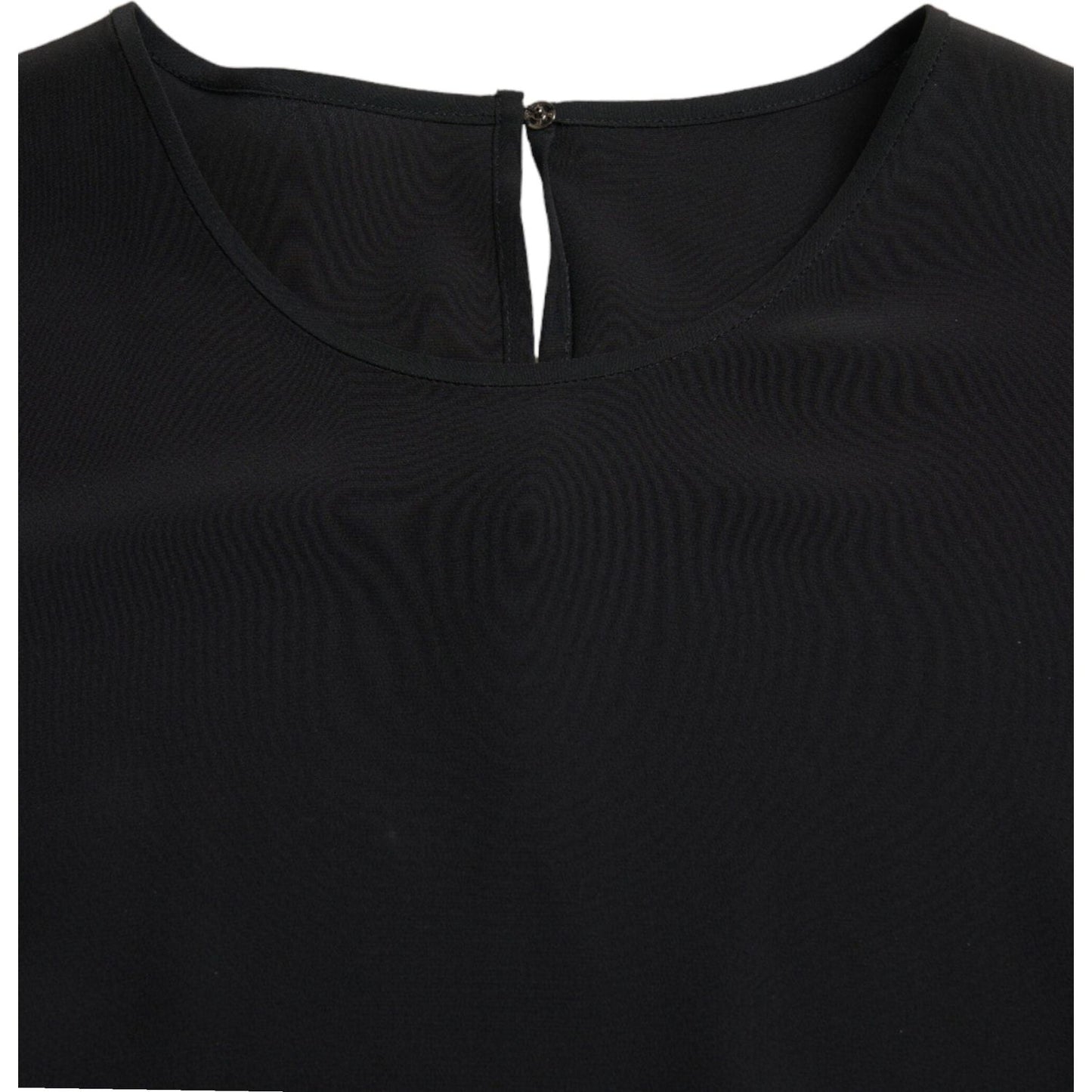 Dolce & Gabbana Black Silk Round Neck Short Sleeve Blouse Top
