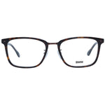 BMW Brown Men Glasses Frame, full-rim rectangle style, brown plastic with demo lenses, size 55-19-145, includes branded case