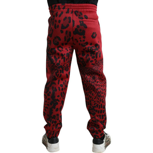 Dolce & Gabbana Red Black Leopard Stretch Jogger Pants PAN75025-56