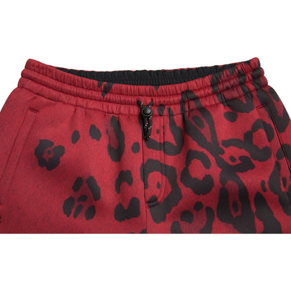 Dolce & Gabbana Red Black Leopard Stretch Jogger Pants