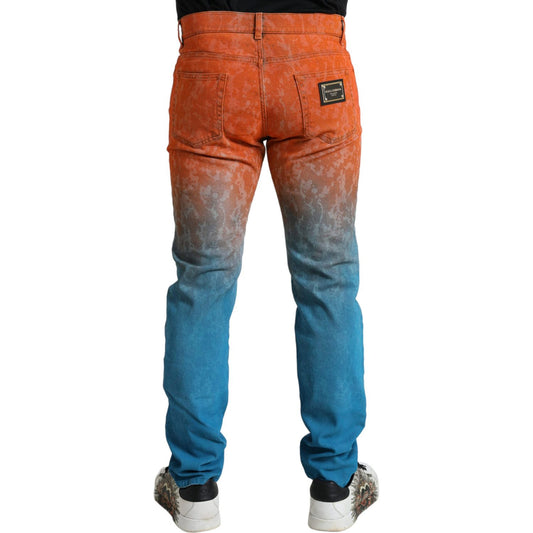 Dolce & Gabbana Multicolor Ombre Cotton Slim Fit Denim Jeans PAN75038-50