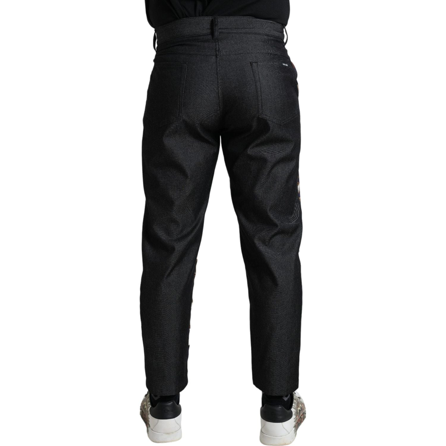 优雅纹章印花真丝紧身裤